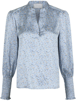 Neo Noir Landa Mini Print Bluse Dusty Blue