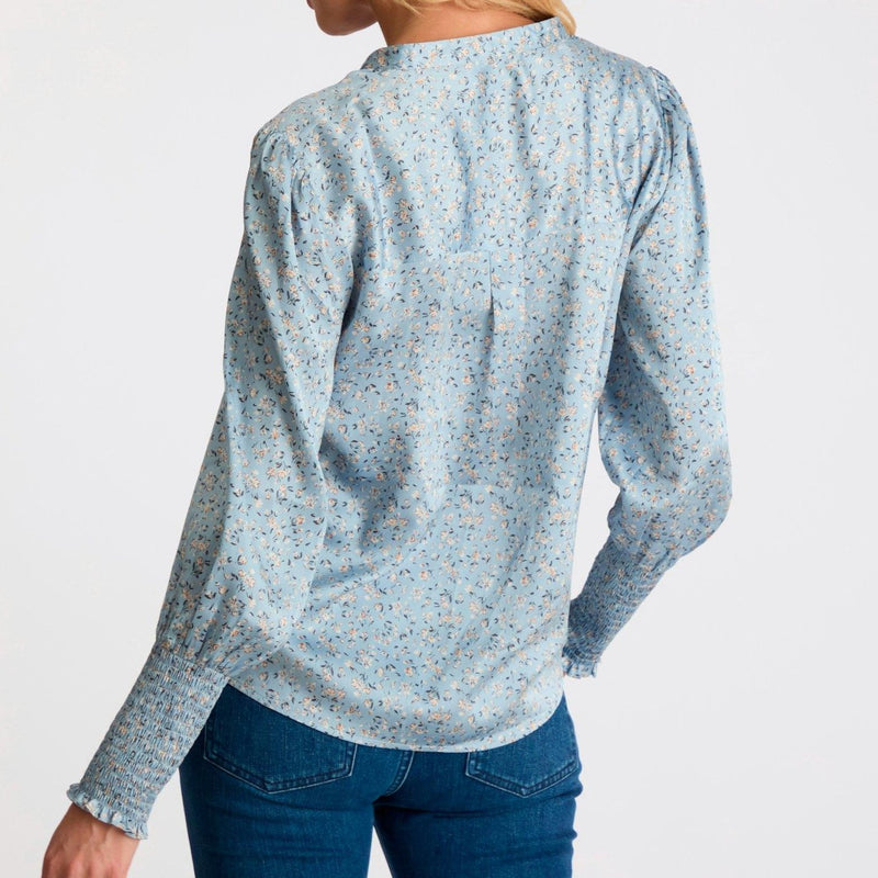 Neo Noir Landa Mini Print Bluse Dusty Blue