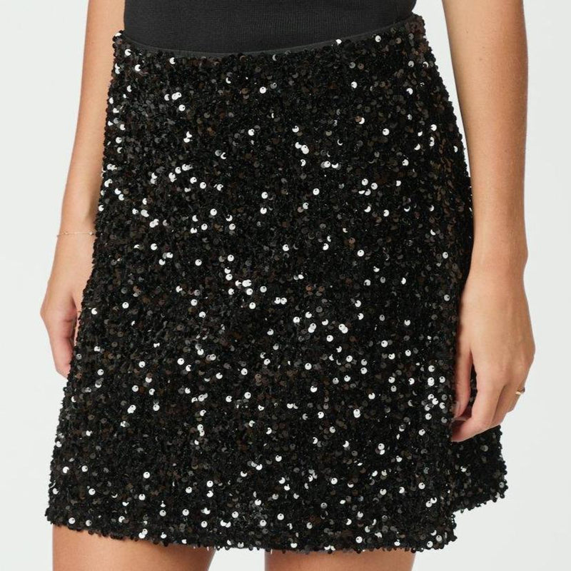 Neo Noir Miva Velvet Sequins Nederdel Black (Forudbestil - lev. uge 44)