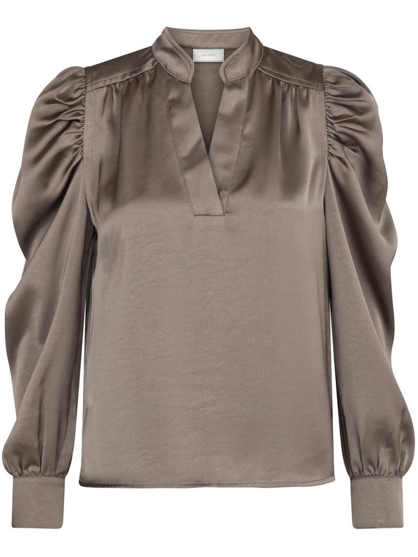 Neo Noir Rosslyn Heavy Sateen Bluse Warm Grey (Forudbestil - lev. uge 44)