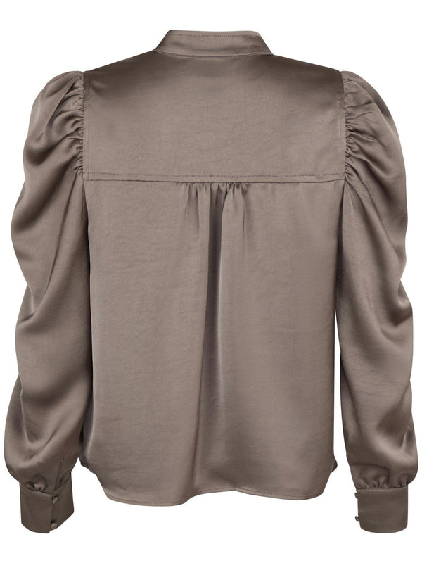 Neo Noir Rosslyn Heavy Sateen Bluse Warm Grey