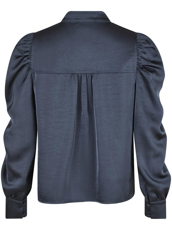 Neo Noir Rosslyn Heavy Sateen Bluse Midnight Blue (Forudbestil - lev. uge 44)