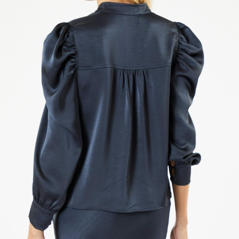 Neo Noir Rosslyn Heavy Sateen Bluse Midnight Blue