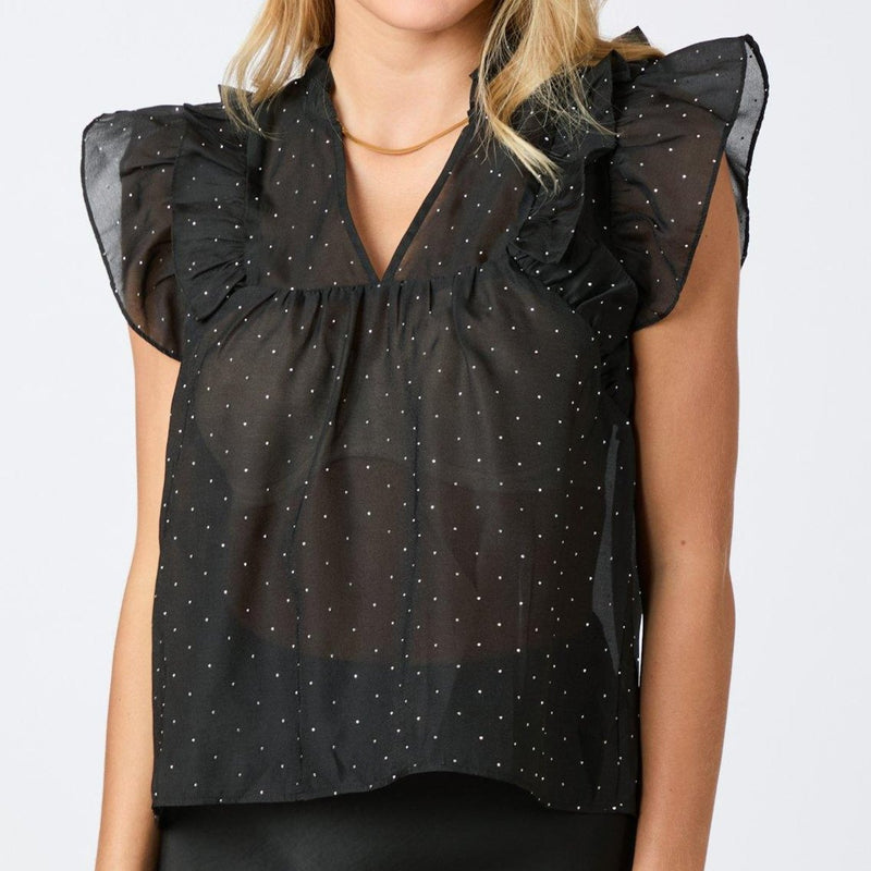 Neo Noir Jayla Bedazzled Top Black