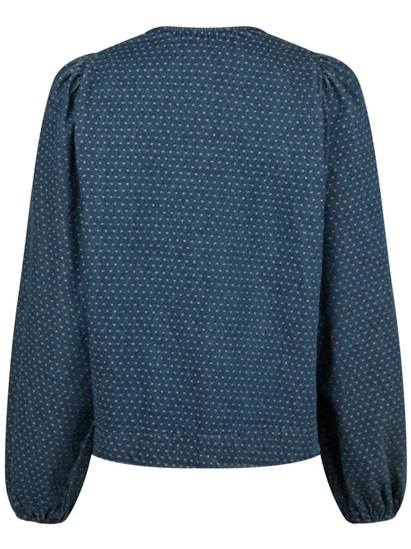 Neo Noir Silvi Overdyed Dot Bluse Ash Blue