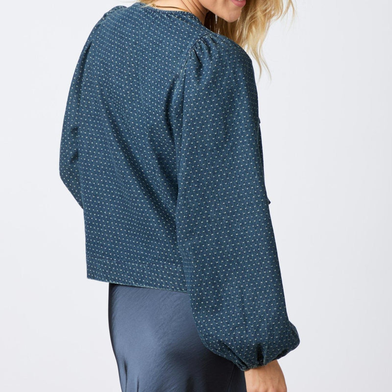 Neo Noir Silvi Overdyed Dot Bluse Ash Blue