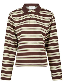 Neo Noir Mala Stripe Polo Bluse Brown