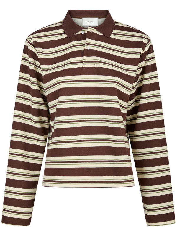 Neo Noir Mala Stripe Polo Bluse Brown