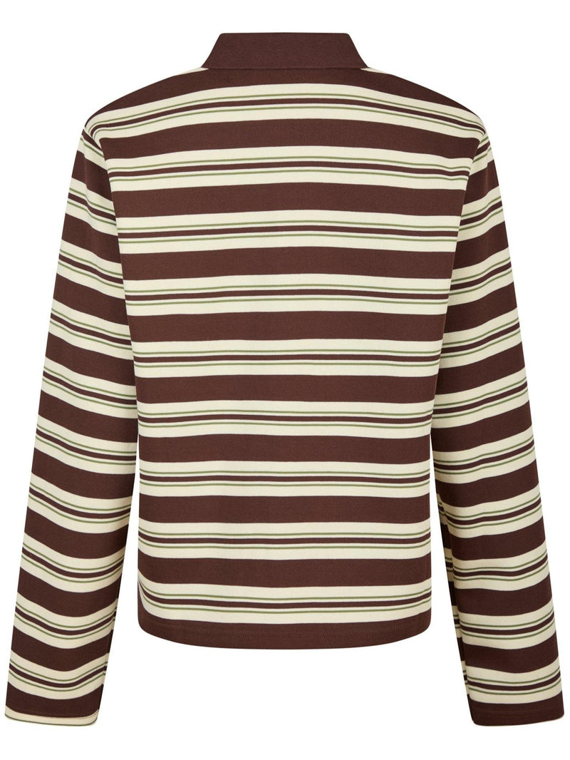 Neo Noir Mala Stripe Polo Bluse Brown