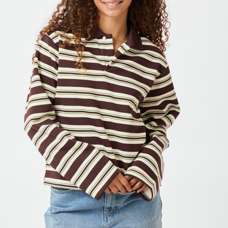 Neo Noir Mala Stripe Polo Bluse Brown