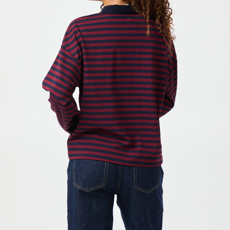 Neo Noir Sara Wide Stripe Polo Bluse Navy