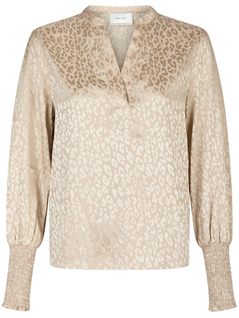 Neo Noir Landa Leo Jacquard Bluse Champagne