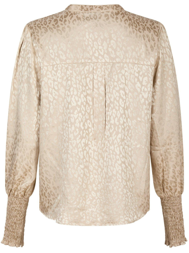 Neo Noir Landa Leo Jacquard Bluse Champagne