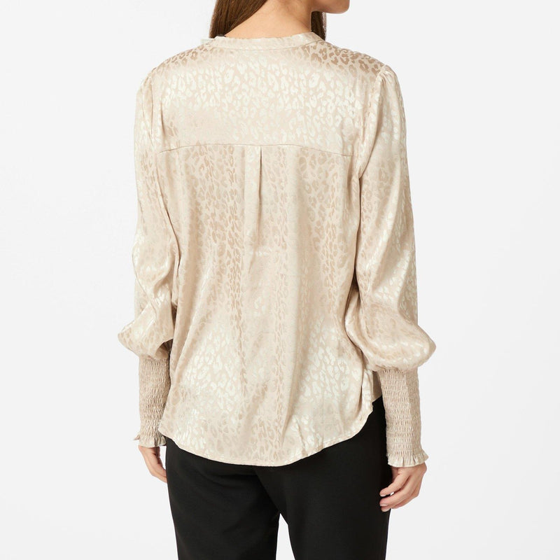 Neo Noir Landa Leo Jacquard Bluse Champagne