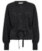 Co'Couture Row Pointelle Tie Cardigan Dark Grey