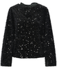 Pieces Kam LS Deep Back Bow Top Black Sequins NOA25