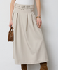 Co'Couture Luna Belt Midi Pleat Nederdel Taupe