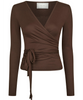 Neo Noir Nia Jersey Wrap Bluse Chocolate Brown
