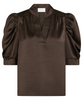 Neo Noir Roella Heavy Sateen Bluse Dark Brown NOA25