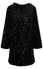 Pieces Kam LS Deep Back Bow Kjole Black Sequins NOA25