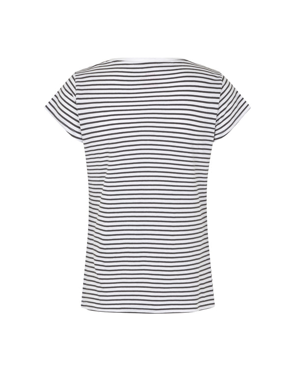 Mads Nørgaard Organic Jersey Stripe Teasy T-shirt Asphalt/Brilliant White