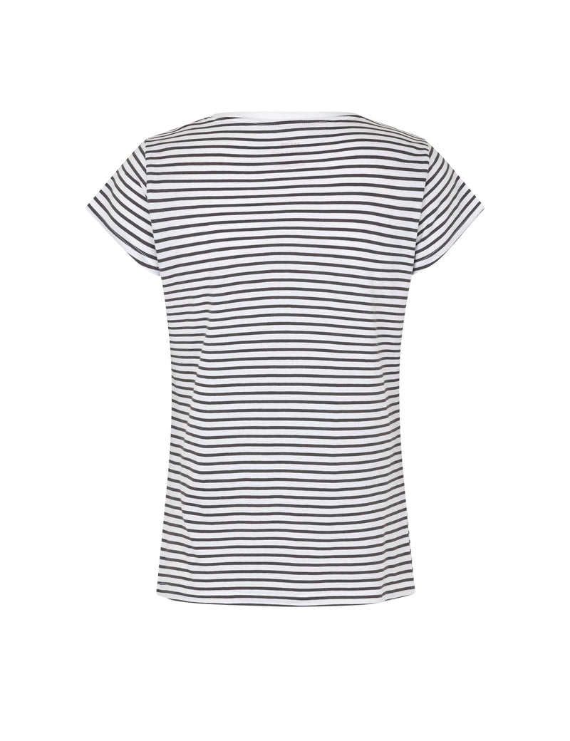 Mads Nørgaard Organic Jersey Stripe Teasy T-shirt Asphalt/Brilliant White