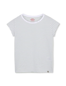Mads Nørgaard Organic Jersey Stripe Teasy T-shirt Brilliant White/Jadite