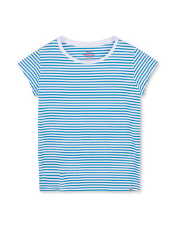 Mads Nørgaard Organic Jersey Stripe Teasy T-shirt Brilliant White/Mediterranian