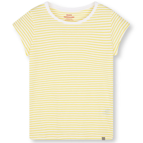 Mads Nørgaard Organic Jersey Stripe Teasy T-shirt Brilliant White/Lemon Zest