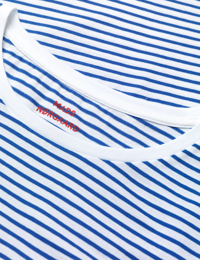 Mads Nørgaard Organic Jersey Stripe Teasy T-shirt Dazzling Blue/Brilliant White