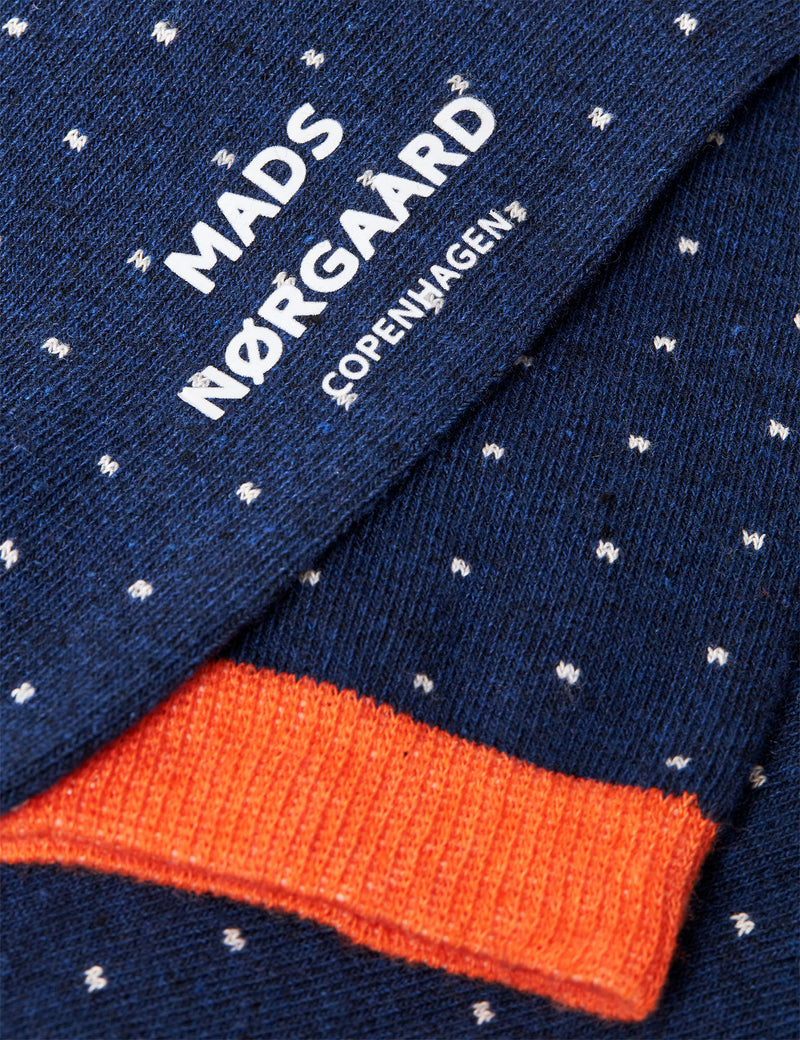 Mads Nørgaard Sock Pair Ana Mix Black Coffee Stripe/Blue Dot