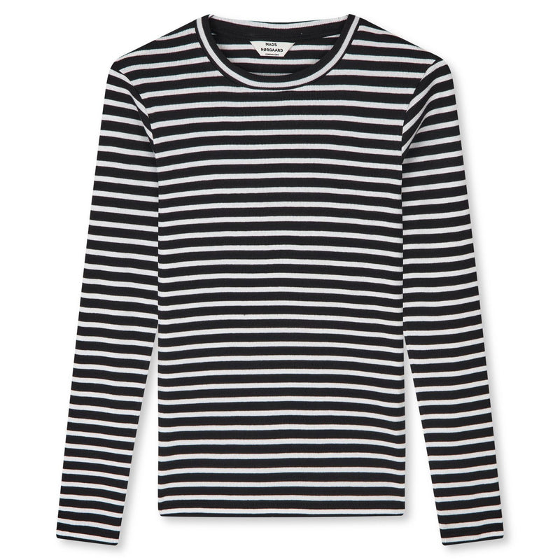 Mads Nørgaard Cotton Stripe Tuba LS Bluse Black/White Alyssum