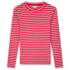 Mads Nørgaard Cotton Stripe Tuba LS Bluse High Risk Red/White Alyssum