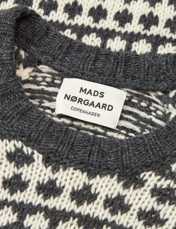 Mads Nørgaard Recycled Iceland Kilian Sweater Dark Grey Melange/Winter