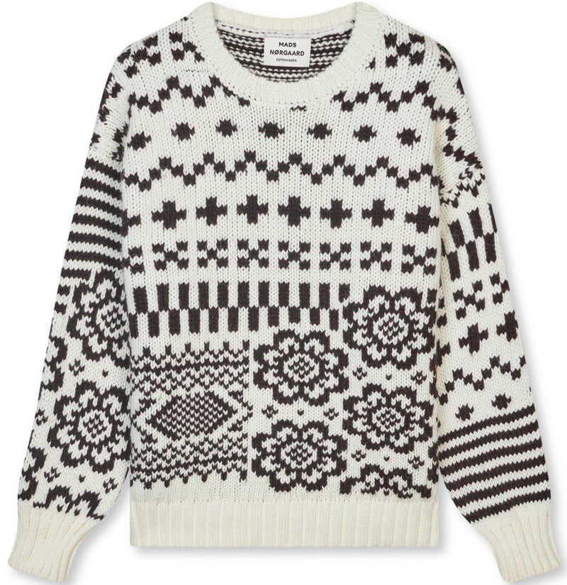 Mads Nørgaard Crash Lefur Sweater White/Black Coffee