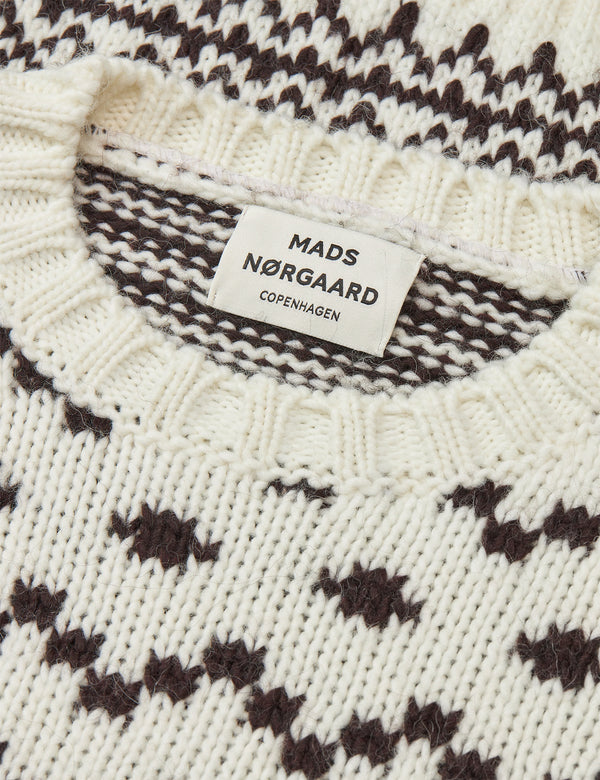 Mads Nørgaard Crash Lefur Sweater White/Black Coffee