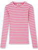 Mads Nørgaard 2x2 Cotton Stripe Tuba Bluse Carmine Rose/Quiet Grey