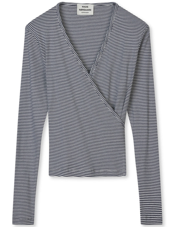 Mads Nørgaard Cotton Stripe Susi LS Top Parisian Night/Vanilla Ice