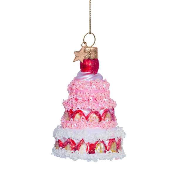 Vondels Glas Ornament Strawberry Cake Multi