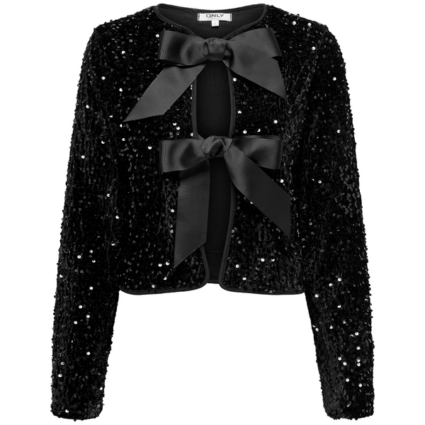 Only Anika Sequins LS Bow Bluse Black Bow