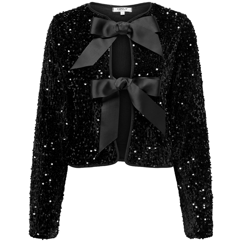 Only Anika Sequins LS Bow Bluse Black Bow