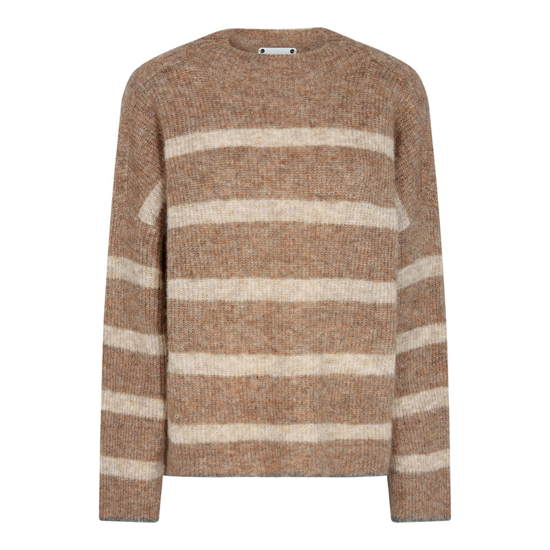 Co'Couture Cozy Stripe Turtleneck Bluse Walnut