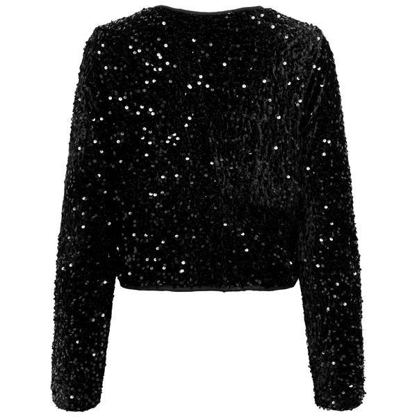 Only Anika Sequins LS Bow Bluse Black Bow