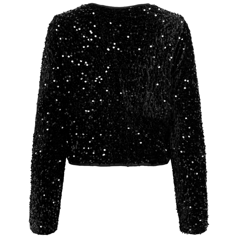 Only Anika Sequins LS Bow Bluse Black Bow