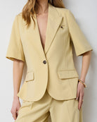 Co'Couture Nilan Fitted SS Blazer Pale Yellow, gul kortærmet blazer