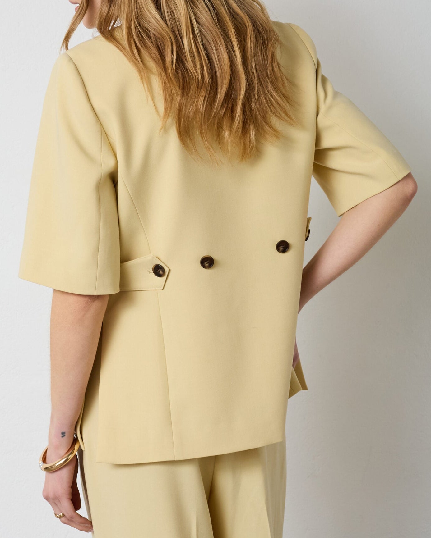 Co'Couture Nilan Fitted SS Blazer Pale Yellow, gul kortærmet blazer