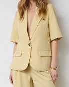 Co'Couture Nilan Fitted SS Blazer Pale Yellow, gul kortærmet blazer