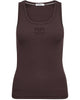 Co'Couture Granny Rib Solid Emb Tank Top Dark Brown