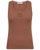 Co'Couture Granny Rib Solid Emb Tank Top Suntan