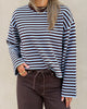 Pieces Jassy LS O-Neck Strik Hot Fudge/Cashmere Blue
